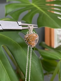Image 1 of Silver Ocean Jasper Heart  Crystal Necklace