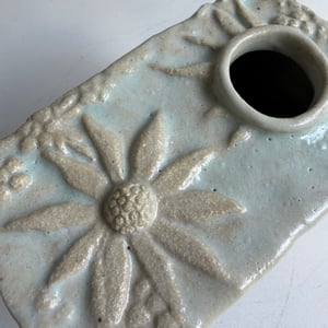 Image of  Aqua flannel flower fox vase (4237)
