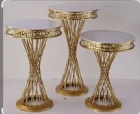 Image 1 of 3pcs Gold twist metal pedestal  stand for cake table 