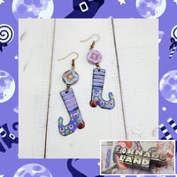 Pastel Purple Witch Boot Earrings