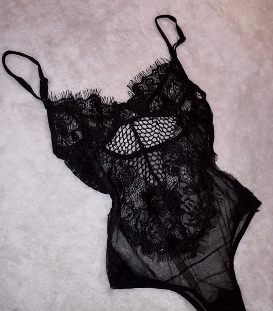 Image of Love Lace Bodysuit Black