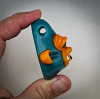 Image 3 of Smokin' Chimp in Opaque Aqua and Lava