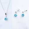 Swiss Blue Topaz and Sterling Silver Necklace and Earrings
