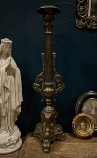 Image 1 of 1 Grand Pique Cierge en Bronze, XIXème Siecle Avec Feuilles de Vignes, 50cm