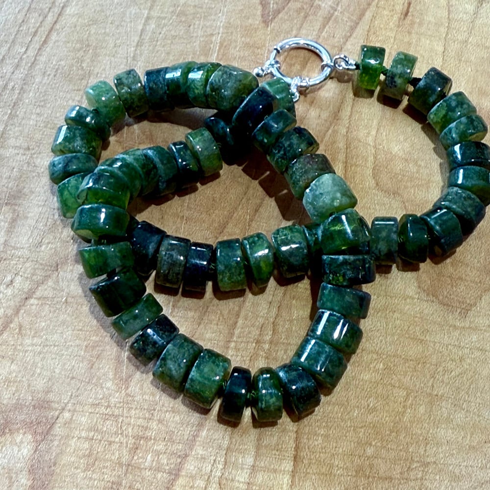 Image of Chunky Green Garnet Beaded Necklace