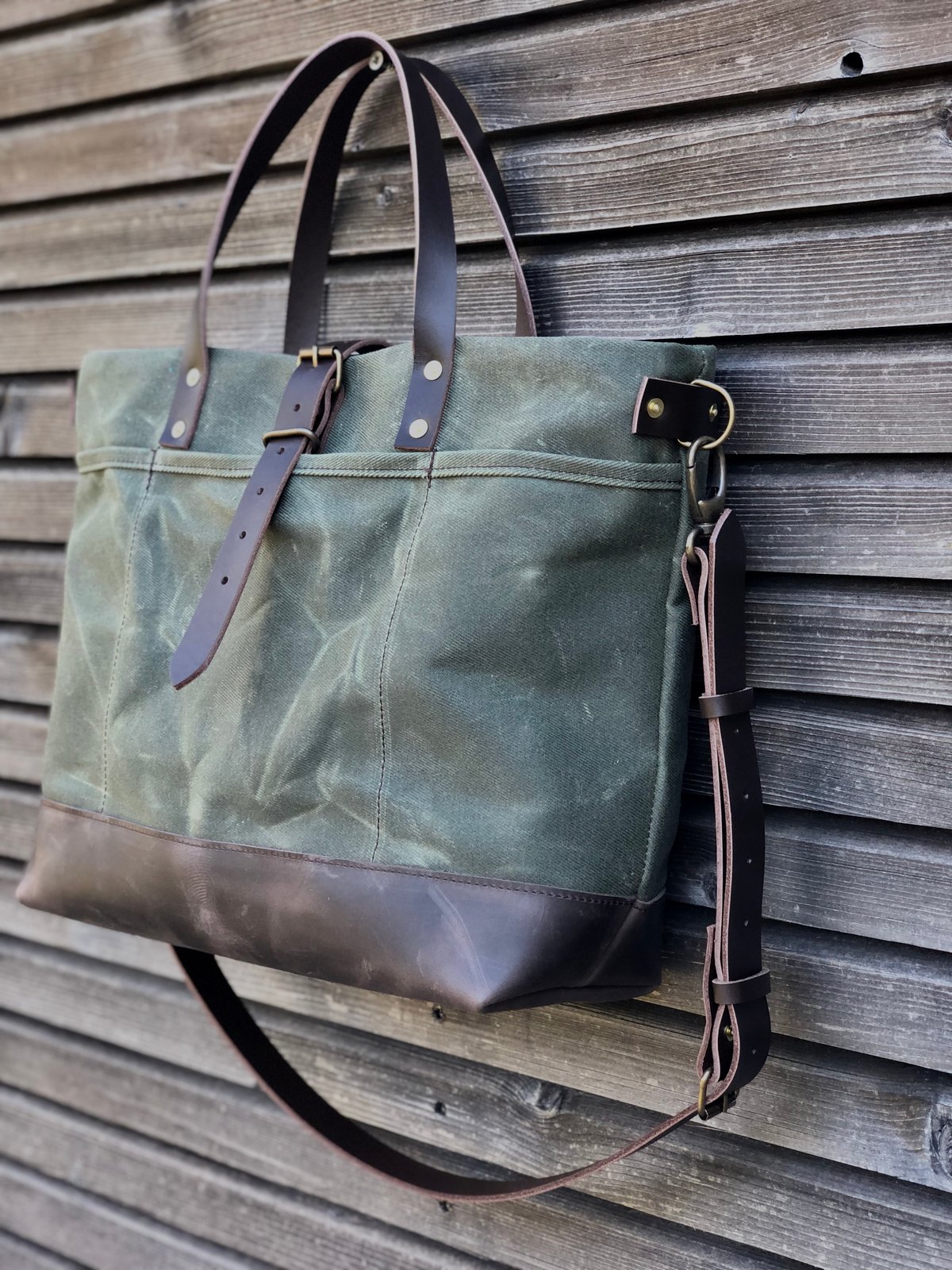 Leather carryall online tote