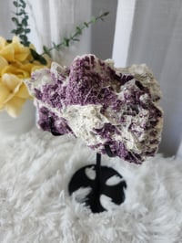 Image 2 of 2lb Candle Quartz Calcite Purple Fluorite Crystal Specimen with Stand