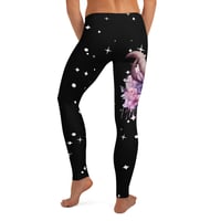 Image 4 of Kawaii Pastel Goth Starry Pink and Purple Watercolor Baphomet Floral Goat Leggings