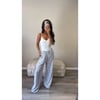 Grey Striped Linen Trousers 