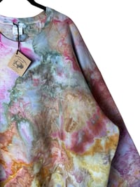 Image 6 of 4XL Unisex Ring Spun Cotton Blend Crew Sweatshirt in Muted Watercolor Ice Dye