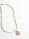 PEARLS WITH OVAL CZ CROSS CHARM