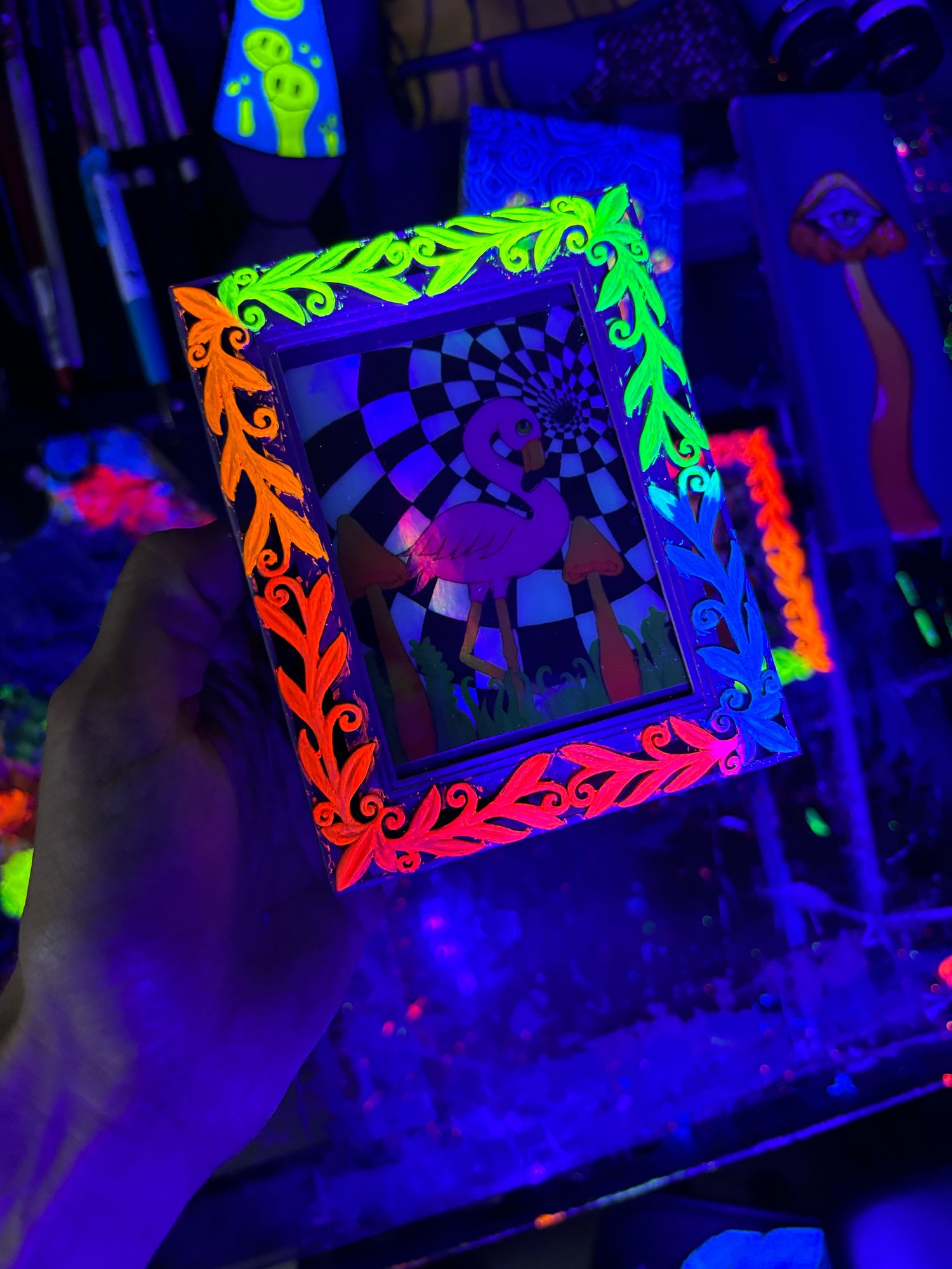 Image of Blacklight frame with holographic sticker