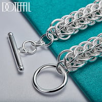 Image 4 of DOTEFFIL 925 Sterling Silver Multi-Circle Bracelet Chain For Woman Charm Wedding Engagement Party Fa