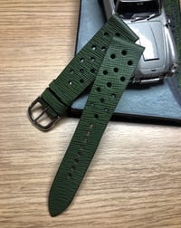 Image 1 of Green hatch grain Rally watch strap