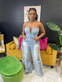 DISTRESSED DIVA DENIM JUMPSUIT