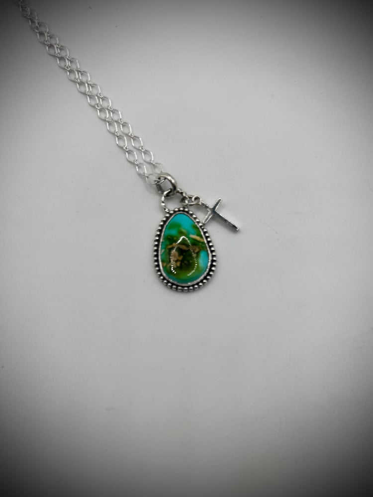 Image of Dainty Sonoran Gold & Cross Necklace (3) 💚🩵 