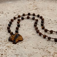 Image 1 of Tiger's Eye Carved Flower Necklace