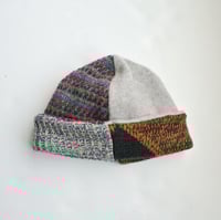 Image 1 of Reworked Reversible Beanie Charcoal Shetland x Gray Cashmere