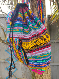 Image 3 of MALIA Mexican Baja woven fabric Backpack - rainbow