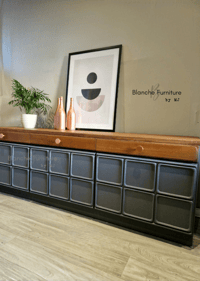 Image 4 of Beautiful, Large Nathan Sideboard in Meridien Grey and Walnut with Copper