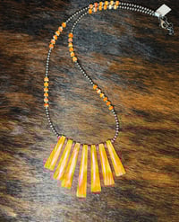 Image 4 of Orange Spiny Drop Necklace 