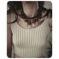 Image 1 of The Empress Necklace XL - Clear Quartz and Kodiak Brown Leather