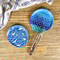 Image 1 of Blue Sgraffito Spoon Rest 