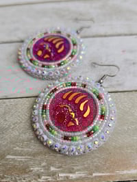 Image 1 of Red & White Christmas earrings 