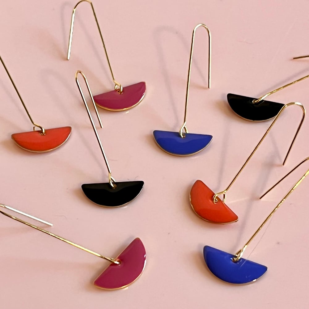 Image of Enamel Half Circle Drops New Colours