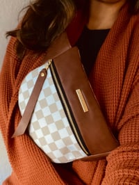 Image 3 of Latte checkered crossbody with brown 