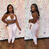 Image 1 of white bra top + leggings 2pc