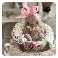 Image 10 of Handmade Victorian Plum Colour Teacup Bunny