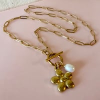 Image 3 of Puffy Daisy and Pearl on A Paperclip Chain