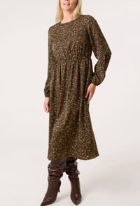 Image 1 of DITSY ANIMAL SMOCK MIDI DRESS