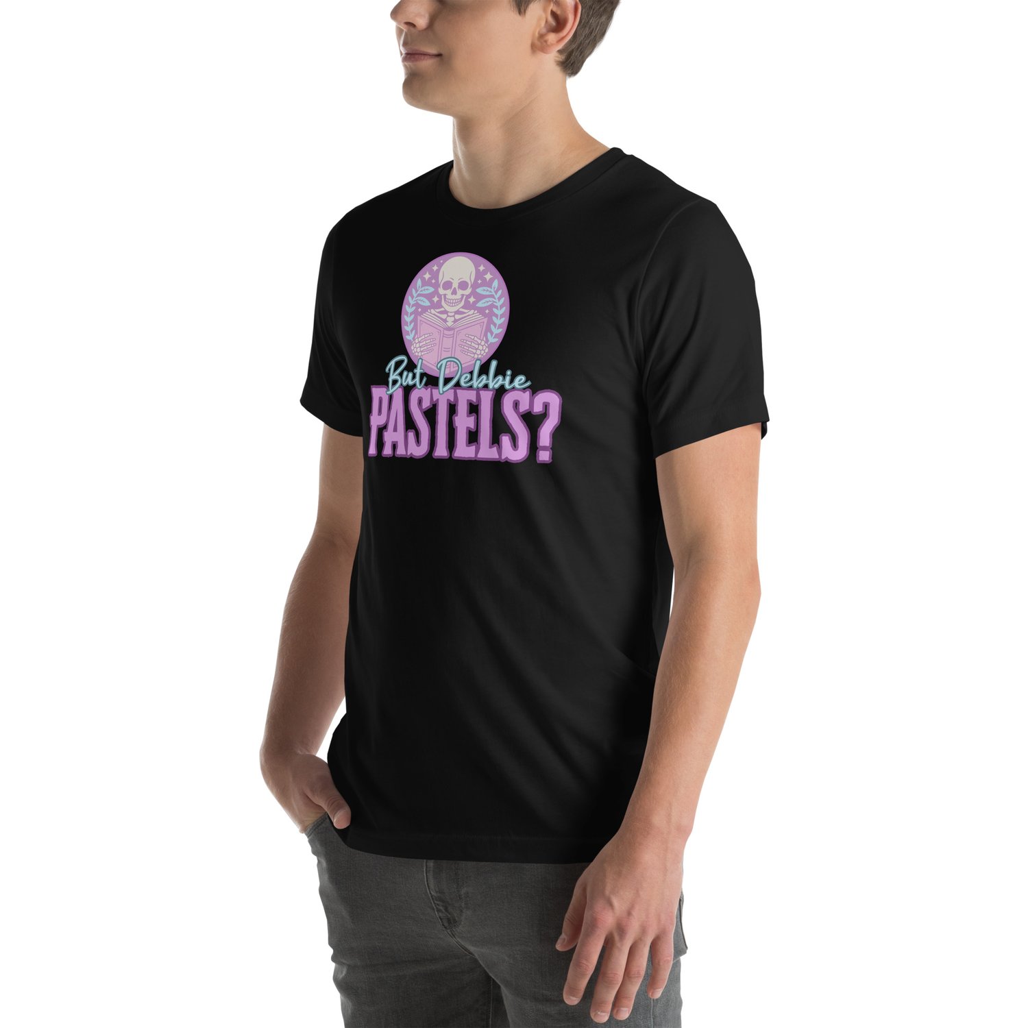 Image of Pastels skeleton reading Unisex t-shirt