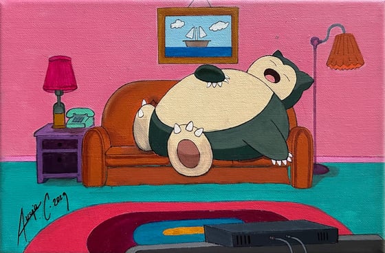 Image of Snorlax X Simpson - Acrylic Canvas Painting 