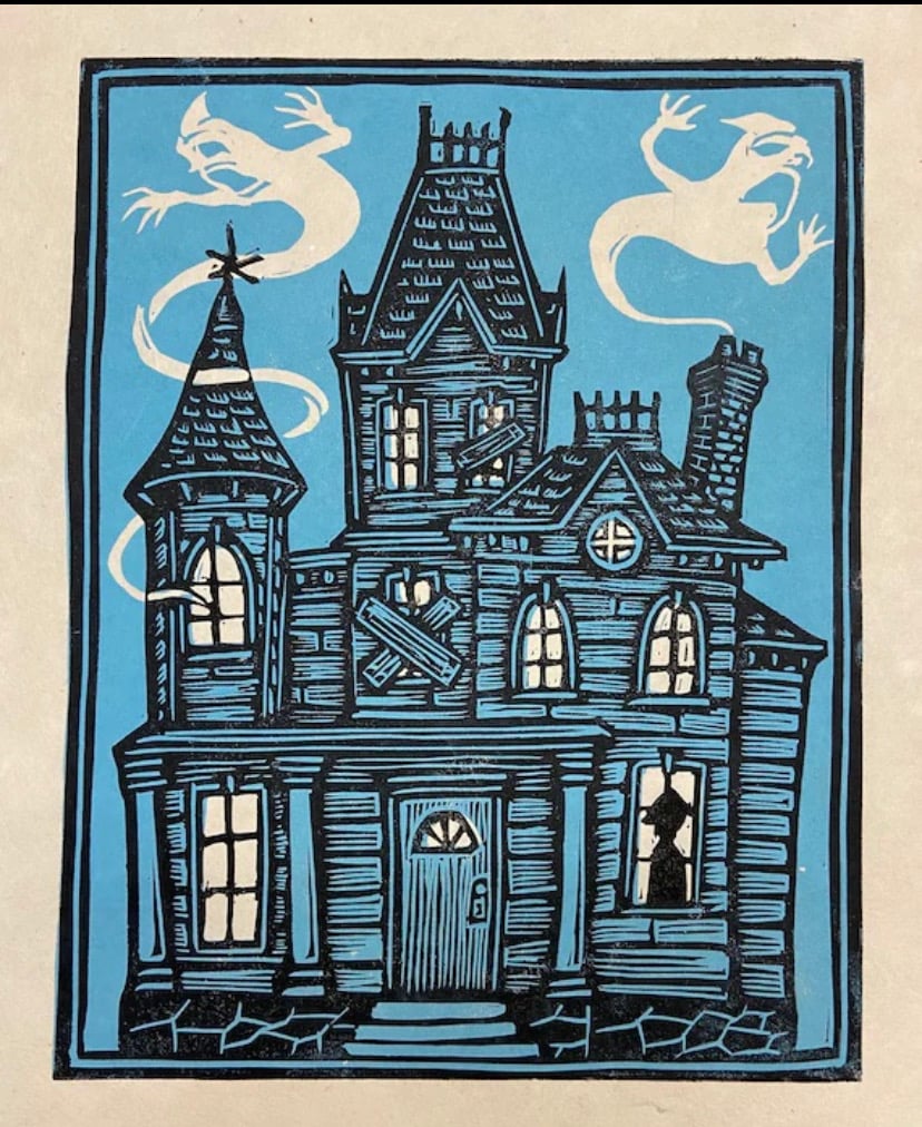 Haunted House Block Print | Brian Reedy