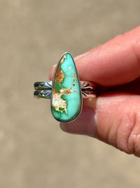 Image 1 of Royston Turquoise Stamped Band Ring (Size 7.75-8) 
