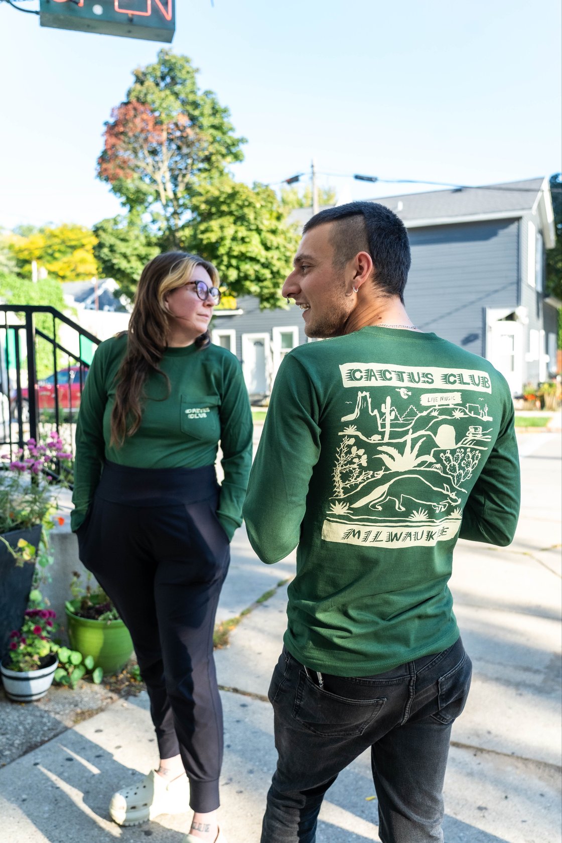 Image of Desert USA-made long sleeve with pocket tee