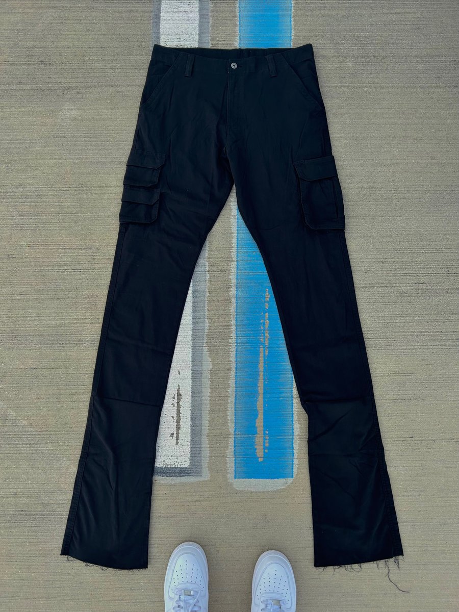 Navy blue Stacked Cargo Pants