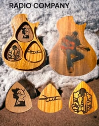 Jensen-Radio Company wooden guitar with picks