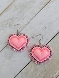 Image 1 of Pink Heart earrings 