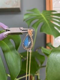 Image 2 of Gold Labradorite Teardrop Crystal Necklace