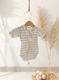 Image 3 of Newborn bodysuit for photo shoots | Robbie| stripes | short sleeve