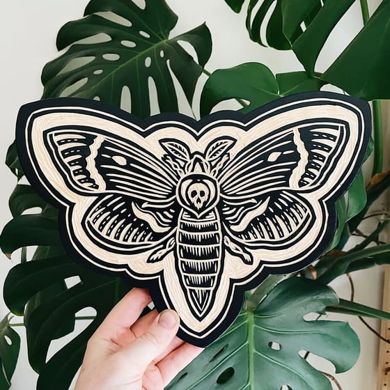 Image of Death’s Head Moth Woodcut 