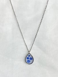 Image 2 of Teardrop Forget Me Not Pendant Necklace 