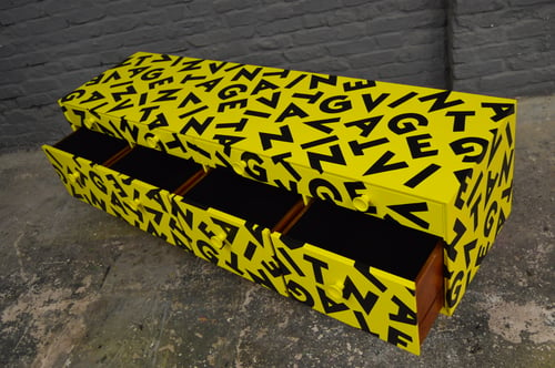 Image of Mid Century Meredew Sideboard Vintage Black and Yellow