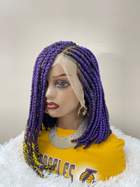 Purple and yellow Asymmetrical braided bob