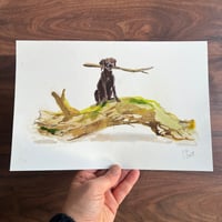  ORIGINAL ARTWORK - Dog on a Log III - 30x20cm