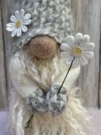 Image 1 of Lambswool grey & cream wee daisy gnome